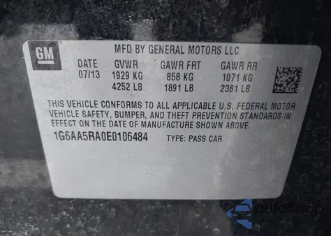 2014 Cadillac Ats Standard z USA, uszkodzony, nr VIN 1G6AA5RA0E0106484